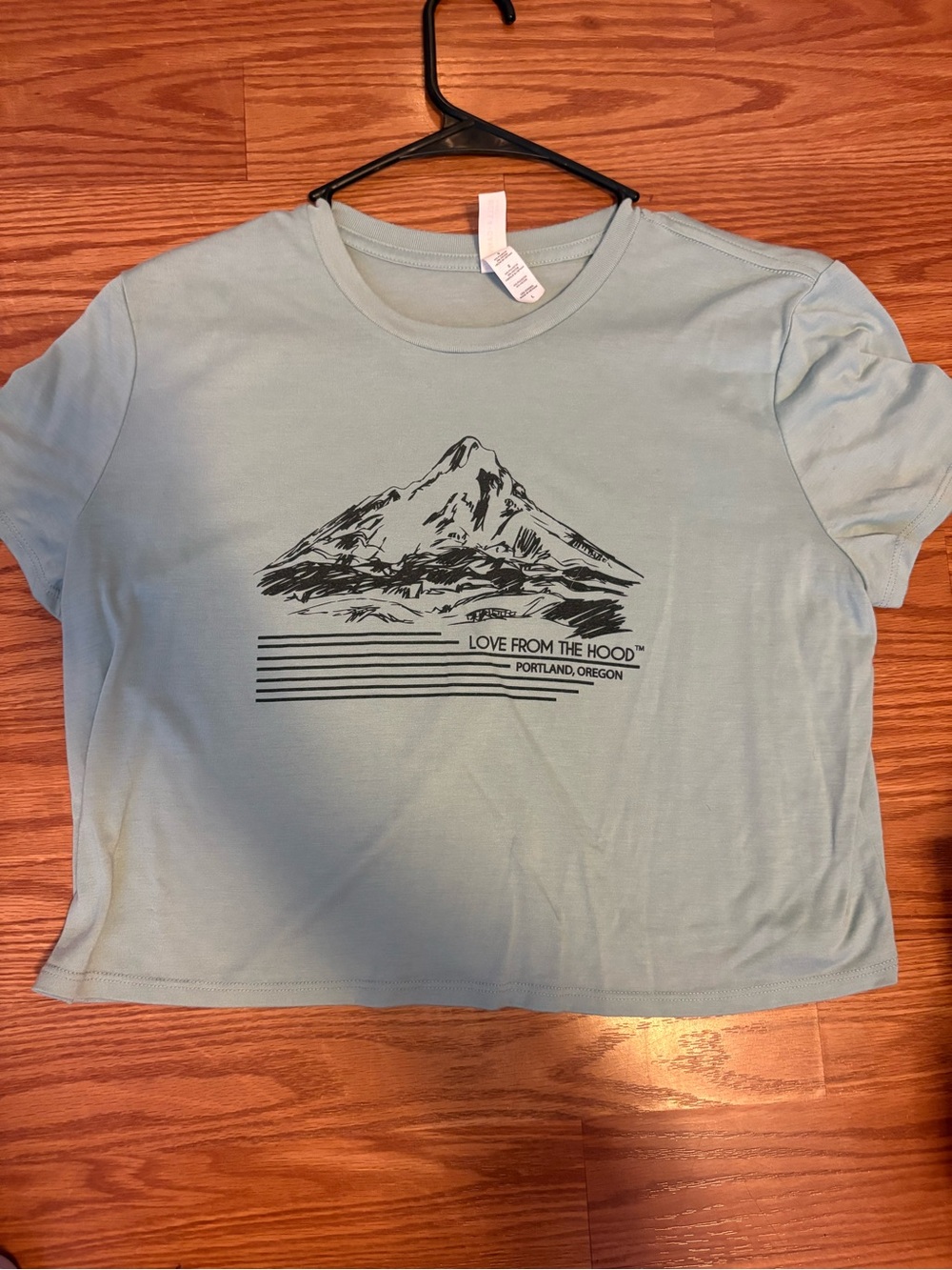 Love From The Hood Light Blue Graphic Crop Tee